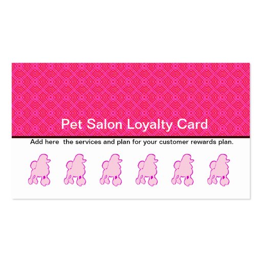 Pets Pink  Purple Poodle Loyalty Punch Card Business Card Template (back side)
