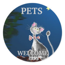 Pets Welcome Round Sticker