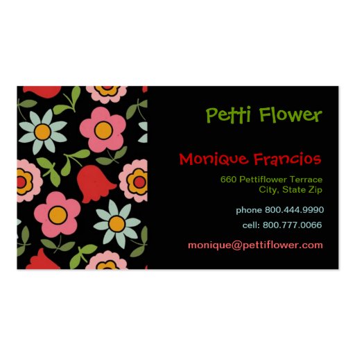 Petti Flower - Black - Business Card