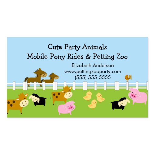 Petting Zoo Business Card (front side)