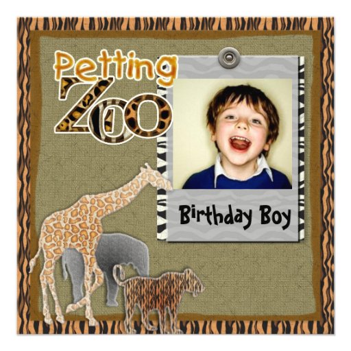 Petting Zoo wild safari Birthday Photo Invitation