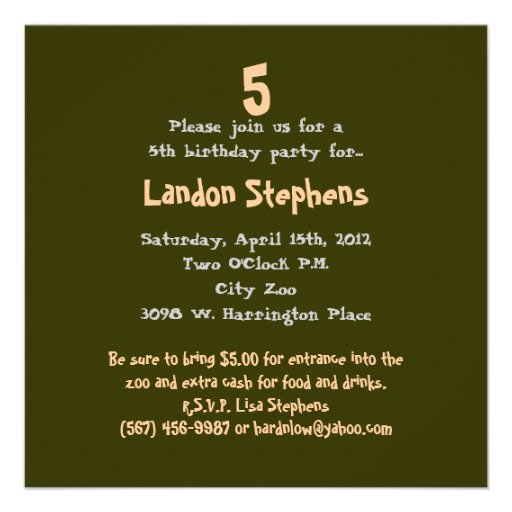 Petting Zoo wild safari Birthday Photo Invitation
