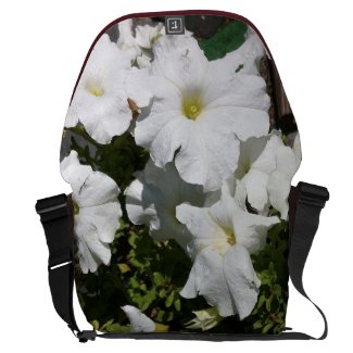 Petunia White Flower Messenger Bag