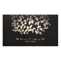 Pewter Foil and Faux Black Linen Look Boutique business cards