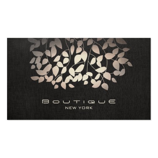 Pewter Foil and Faux Black Linen Look Boutique Business Card Template (front side)