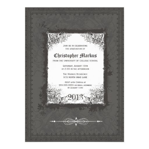 Pewter frame photo graduation party invitation