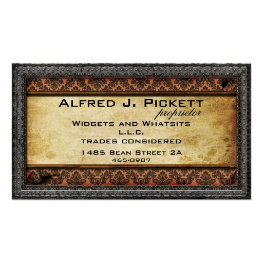 Pewter Frame Steampunk Cogs Business Card (front side)