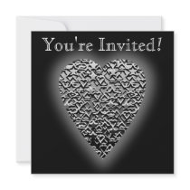 Pewter Love Heart! Playing Card Pattern! invitations