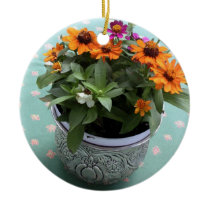 Pewter Pot Daisies Ornament