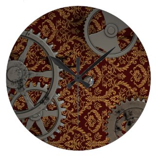 Pewter Steampunk Round Clock