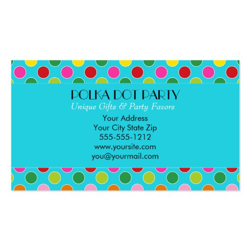 Peyton Polka Dot Multi-Colored Chic Business Card (back side)