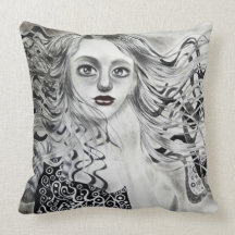 Phantom Girl Drawing Throw Pillows