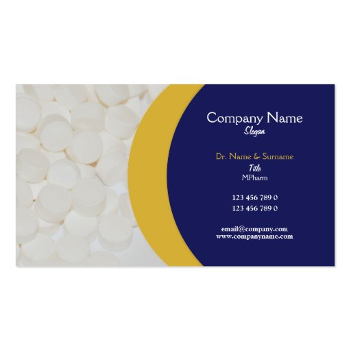 Pharmaceutical tablets medical Practitioner's Business Card Template (front side)