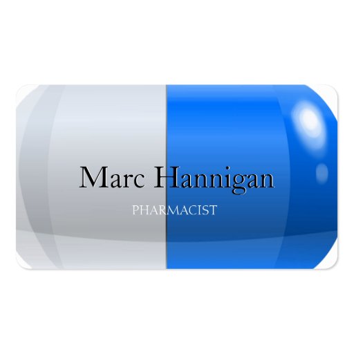 PHARMACIST - blue pill pharmacy Business Cards (front side)