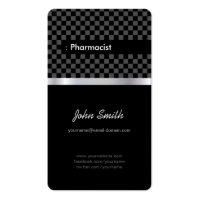 Pharmacist - Elegant Black Checkered Business Cards