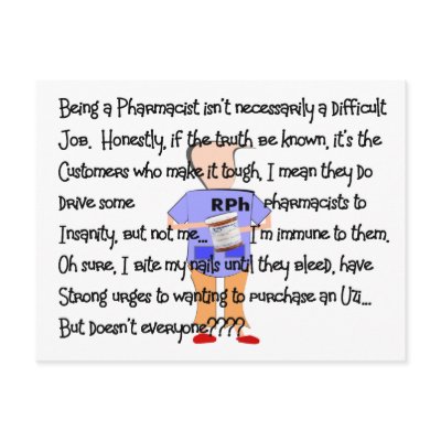 Pharmacist Gifts "Brink of Insanity" Story Art Post Cards by gabelstories