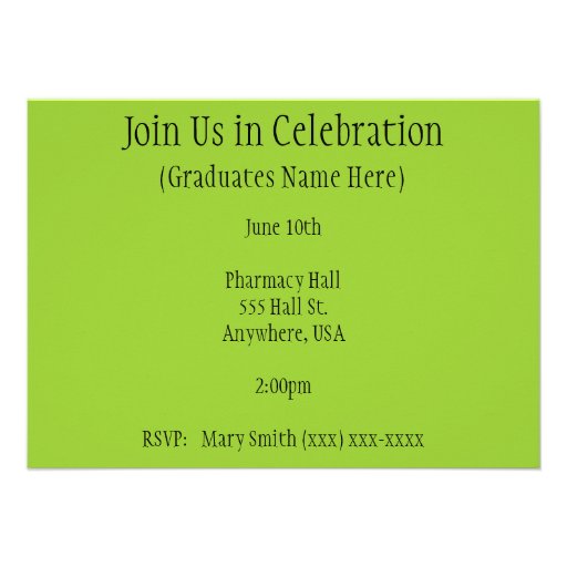 Pharmacist Graduation Invitations Green