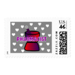 PHARMACIST GREY WHITE HEARTS postage