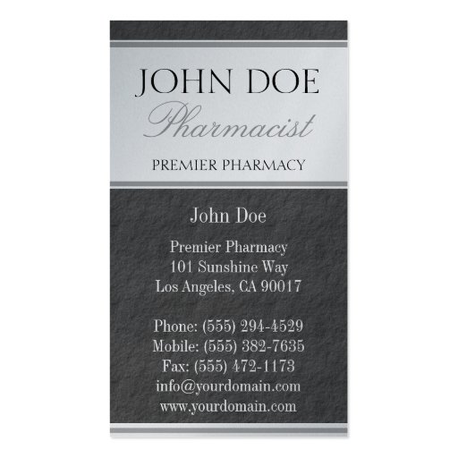 Pharmacist Prescription Compounding Pharmacy Business Card (back side)