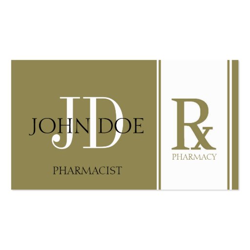 Pharmacist/Prescription Pharmacy Antique Gold Business Card Template (front side)