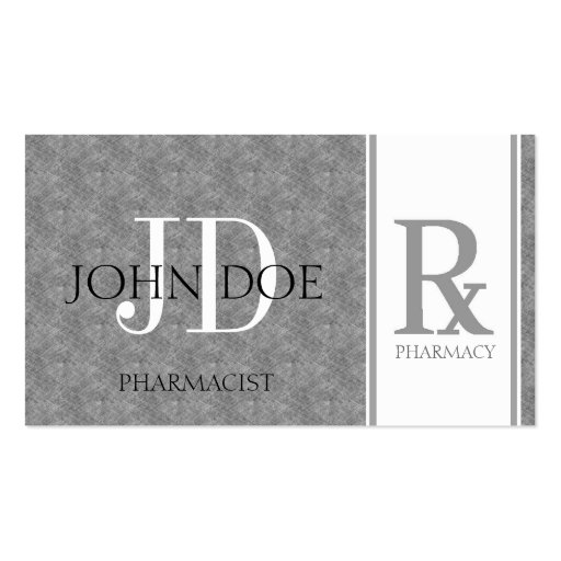 Pharmacist/Prescription Pharmacy Blue Grey Marble Business Card (front side)