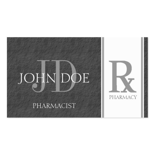 Pharmacist/Prescription Pharmacy Dark Grey Slate Business Card Templates (front side)