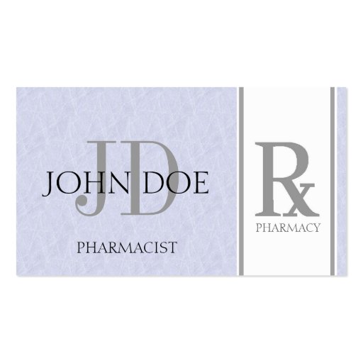 Pharmacist/Prescription Pharmacy Light Sky Blue Business Card Templates (front side)