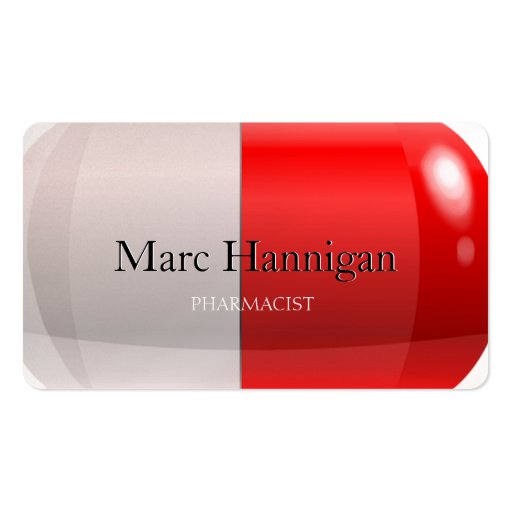 PHARMACIST - red pill pharmacy Business Card Template (front side)