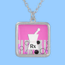 Pharmacist Sterling Necklace Retro Style Pink necklaces