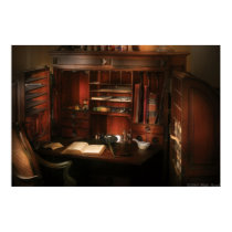 Pharmacist - The Pharmacists Desk posters by suburbanscenes Pharmacist - The Pharmacists Desk posters