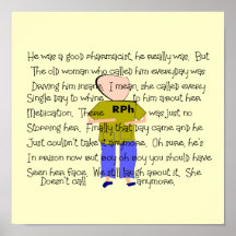 Pharmacist Who "Lost It" Story Art Poster--Funny
