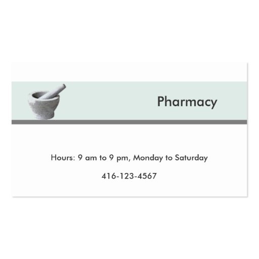 Pharmacy Business Card (front side)