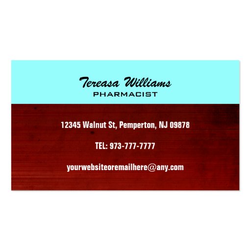 Pharmacy Business Cards -color changeable (back side)