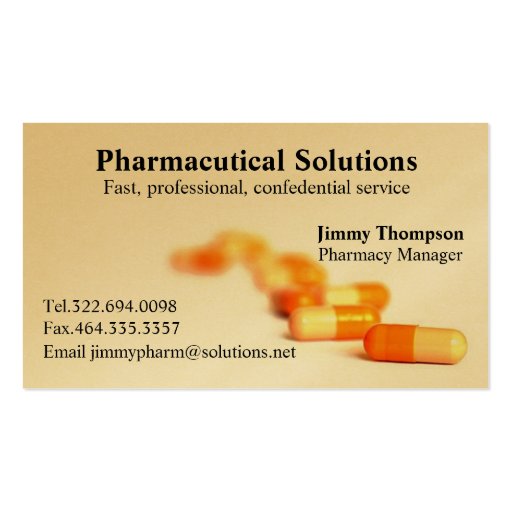 Pharmacy Business Cards Pharmacist (front side)