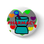 "PHARMACY"  Multi Color Hearts buttons