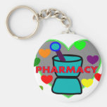 "PHARMACY"  Multi Color Hearts Keychain