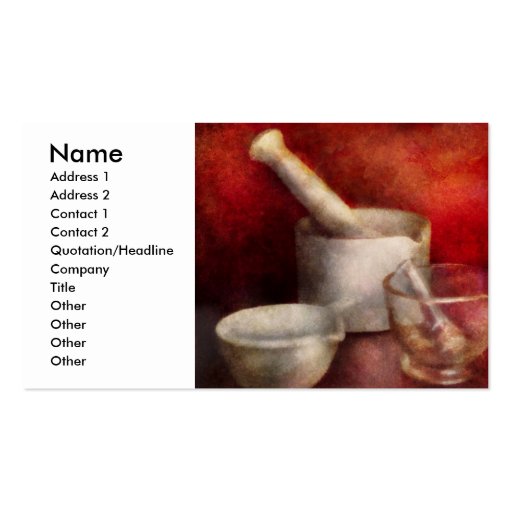 Pharmacy - Pestle - Endless variety Business Cards (front side)