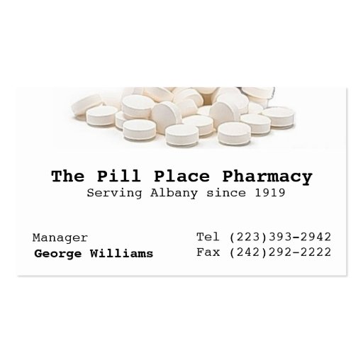 Pharmacy Pharmacist Business Card (front side)