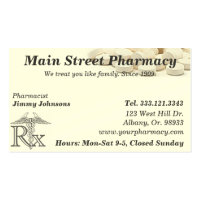 Pharmacy Pharmacist Medication List Business Card