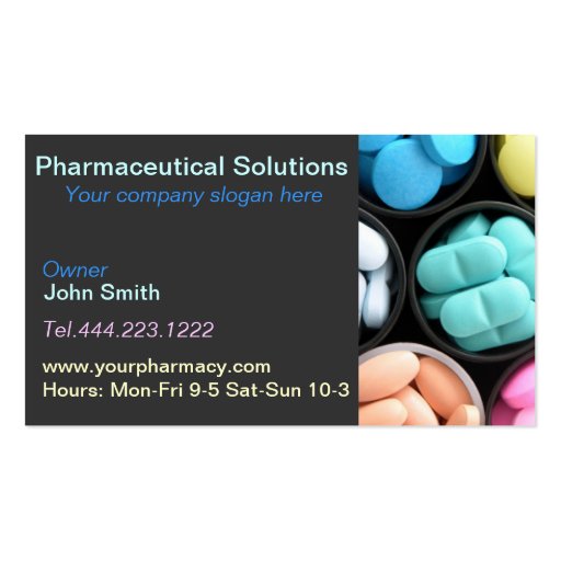 Pharmacy pharmacist medication list business card (front side)