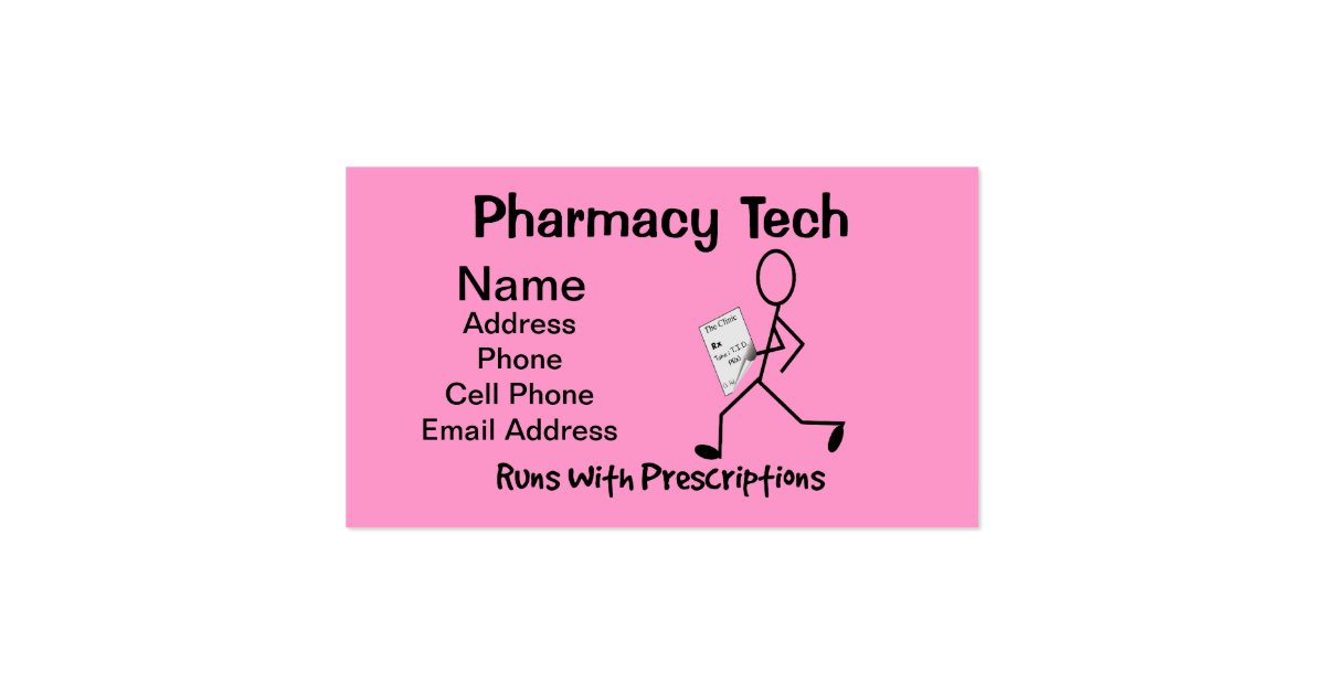 Pharmacy Tech Business Cards Pink Zazzle