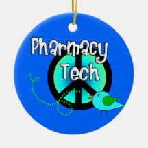 Pharmacy Tech Christmas Ornament Peace Sign