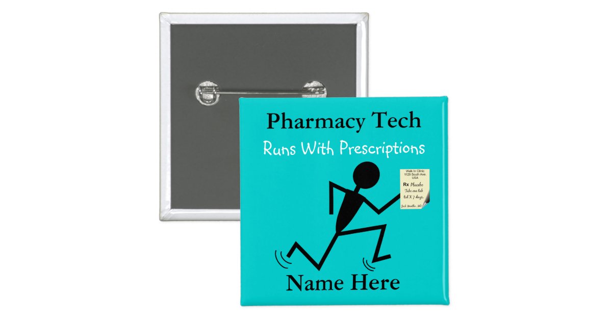 Pharmacy Tech Name Pins Badge Blue Zazzle