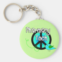 Pharmacy Tech Peace Sign Design Gifts Keychains