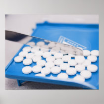 Pharmacy tools, pills, medication print