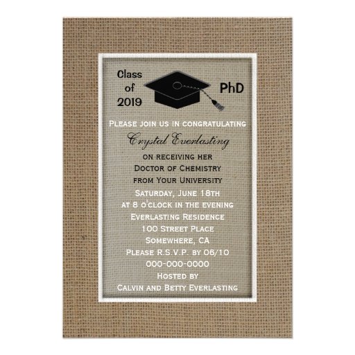 PhD Doctoral Graduation Announcement Invitation (front side)