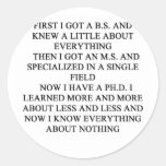 PHD joke Round Sticker