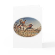 Pheasants Aloft - Great Hunting on the farm Greeting Card