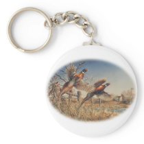 Pheasants Aloft - Great Hunting on the farm Key Chain