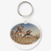 Pheasants Aloft - Great Hunting on the farm keychains by OutDoorWorld Pheasants Aloft - Great Hunting on the farm keychains